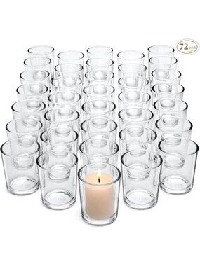 Clear Glass Votive Candle Holders - 72-Pack Tea Light Holders for Home Decor